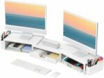 Dual Monitor Stand Riser with Drawer and 2 Pen Holders, Desk Organizer - Image 11