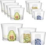 Reusable Silicone Food Storage Bags, 12 Pack Stand-Up Zip Lock Containers - Image 12