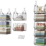 5-Tier Closet Hanging Organizer, Clothes Shelves with Hooks