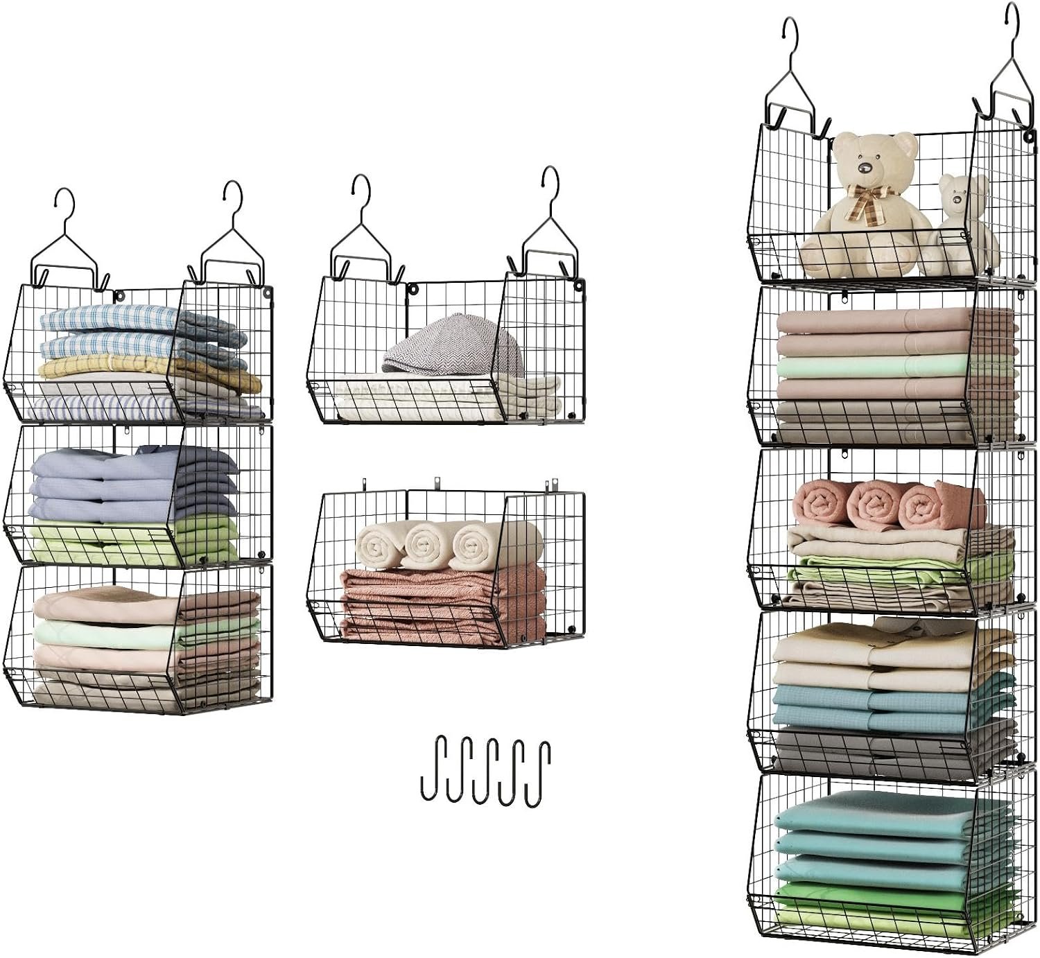 718-Od33DEL._AC_SL1500_.jpg 5-Tier Closet Hanging Organizer, Clothes Shelves with Hooks - Image 1