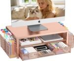 Computer Monitor Stand Riser with Drawer and 2 Pen Holders - Image 10