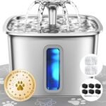 Stainless Steel Cat Water Fountain, 108oz with Extra Filter Set