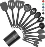 Silicone Kitchen Cooking Utensil Set, Heat Resistant, 14-Piece with Holder