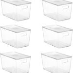 Clear Stackable Storage Bins with Lids and Handles, 6 Pack, X-Large