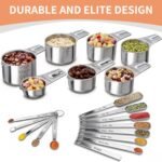 Stainless Steel Measuring Cups and Spoons Set, 20 Pieces with Leveler - Image 4