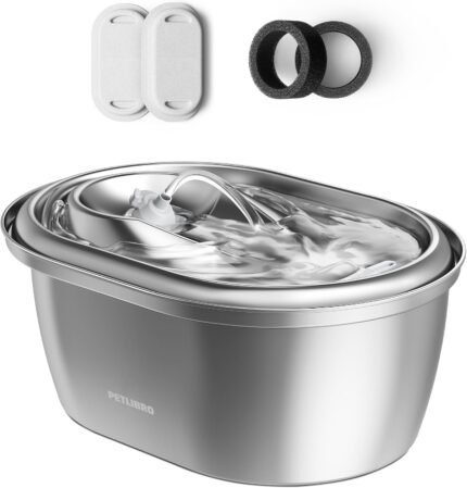 Stainless Steel Cat Water Fountain, 101oz/3L Automatic Water Dispenser