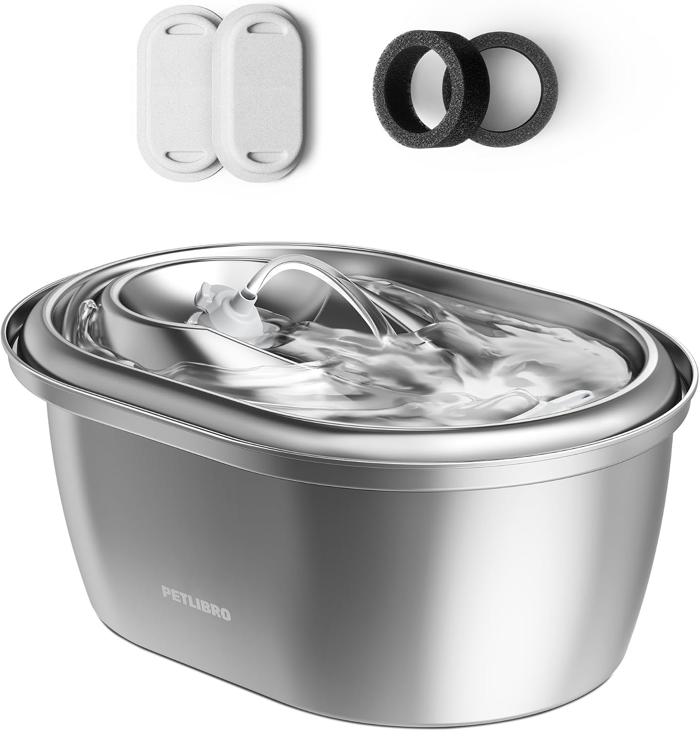 71aLiTCC4kL._AC_SL1500_.jpg Stainless Steel Cat Water Fountain, 101oz/3L Automatic Water Dispenser - Image 1