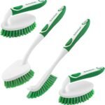 Scrub Brush Set of 4, Heavy Duty Shower and Tile Cleaning Brushes