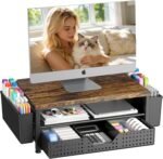 Computer Monitor Stand Riser with Drawer and 2 Pen Holders - Image 8