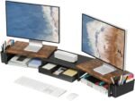 Dual Monitor Stand Riser with Drawer and 2 Pen Holders, Desk Organizer - Image 15