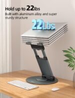 18-Inch Telescopic 360 Rotating Aluminum Laptop Stand for Desk, Grey - Image 5