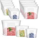 Reusable Silicone Food Storage Bags, 12 Pack Stand-Up Zip Lock Containers - Image 13