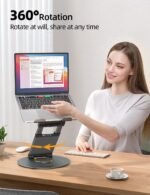 18-Inch Telescopic 360 Rotating Aluminum Laptop Stand for Desk, Grey - Image 2