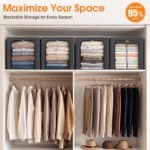 Metal Frame Fabric Clothes Storage Bins, Light Grey, 40L, 4 Pack - Image 3