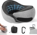 Pure Memory Foam Travel Neck Pillow for Airplanes, Breathable Cover - Image 6