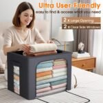 Metal Frame Fabric Clothes Storage Bins, Light Grey, 40L, 4 Pack - Image 6
