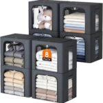 Metal Frame Fabric Clothes Storage Bins, Light Grey, 40L, 4 Pack - Image 11