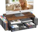 Computer Monitor Stand Riser with Drawer and 2 Pen Holders - Image 9
